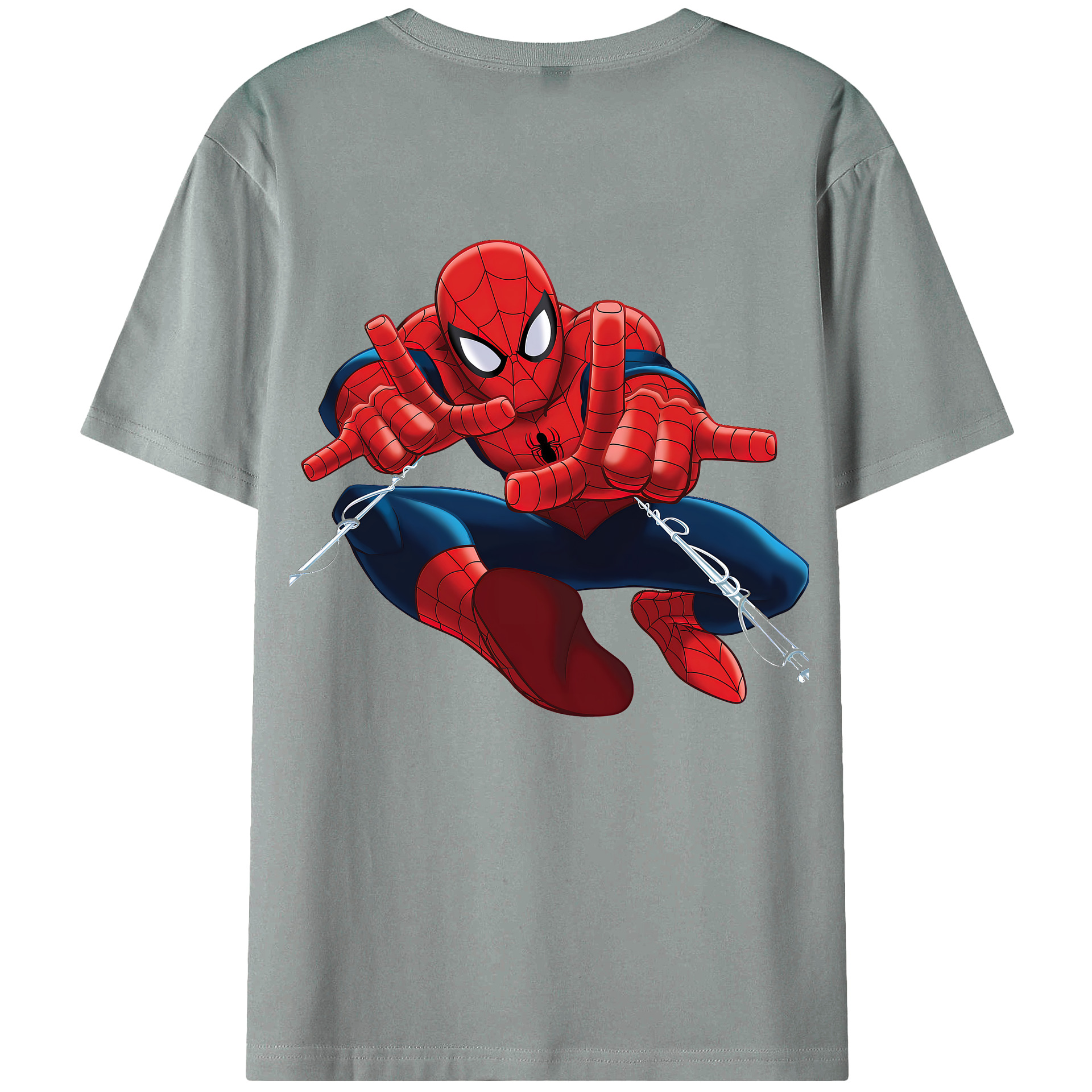 （画像用） Spider Man スパイダーマン 綿100％ メンズ半袖Tシャツ（バックプリント） 通気性